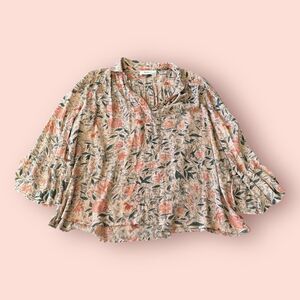 Ba&sh Isylde Blouse Top Womens 1 Small Multi Floral Metallic Flare Pullover